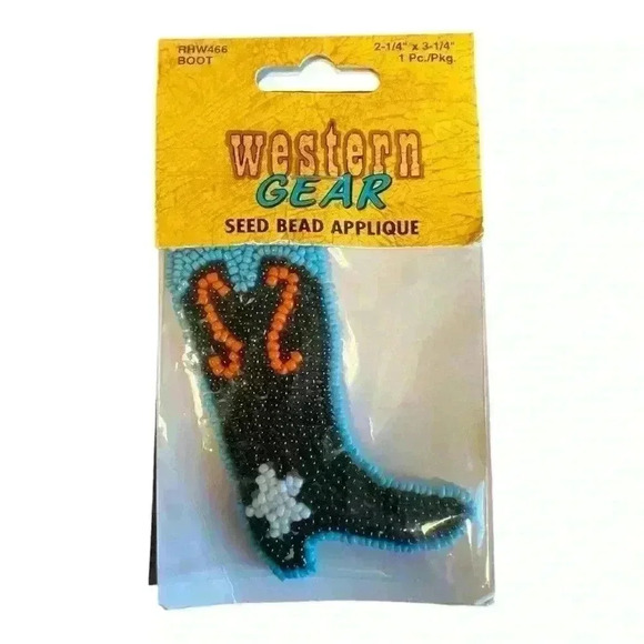 Lot of 5 Western Gear seed beads appliqué patches - Picture 6 of 7